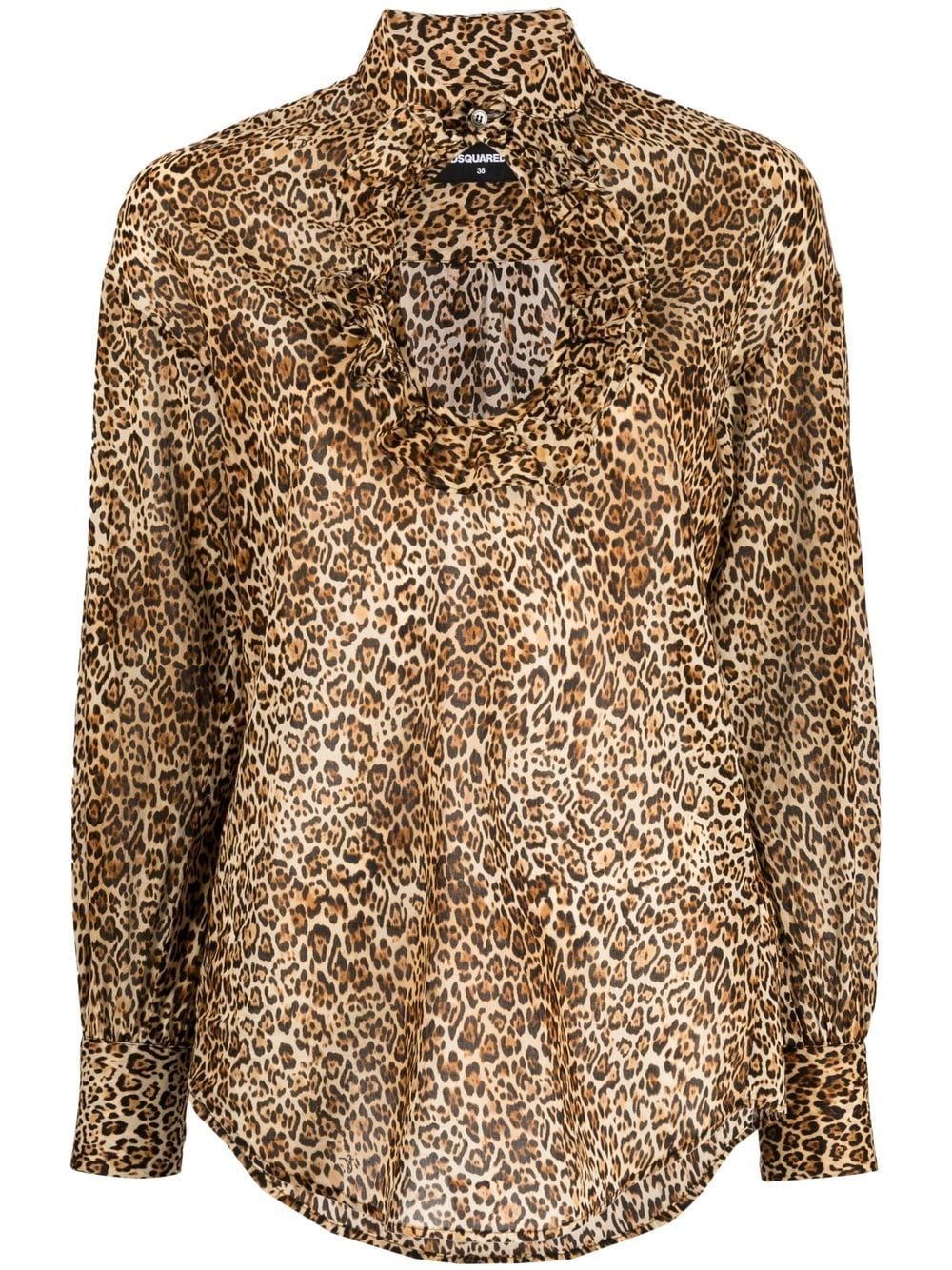 leopard-print cut-out blouse - 1