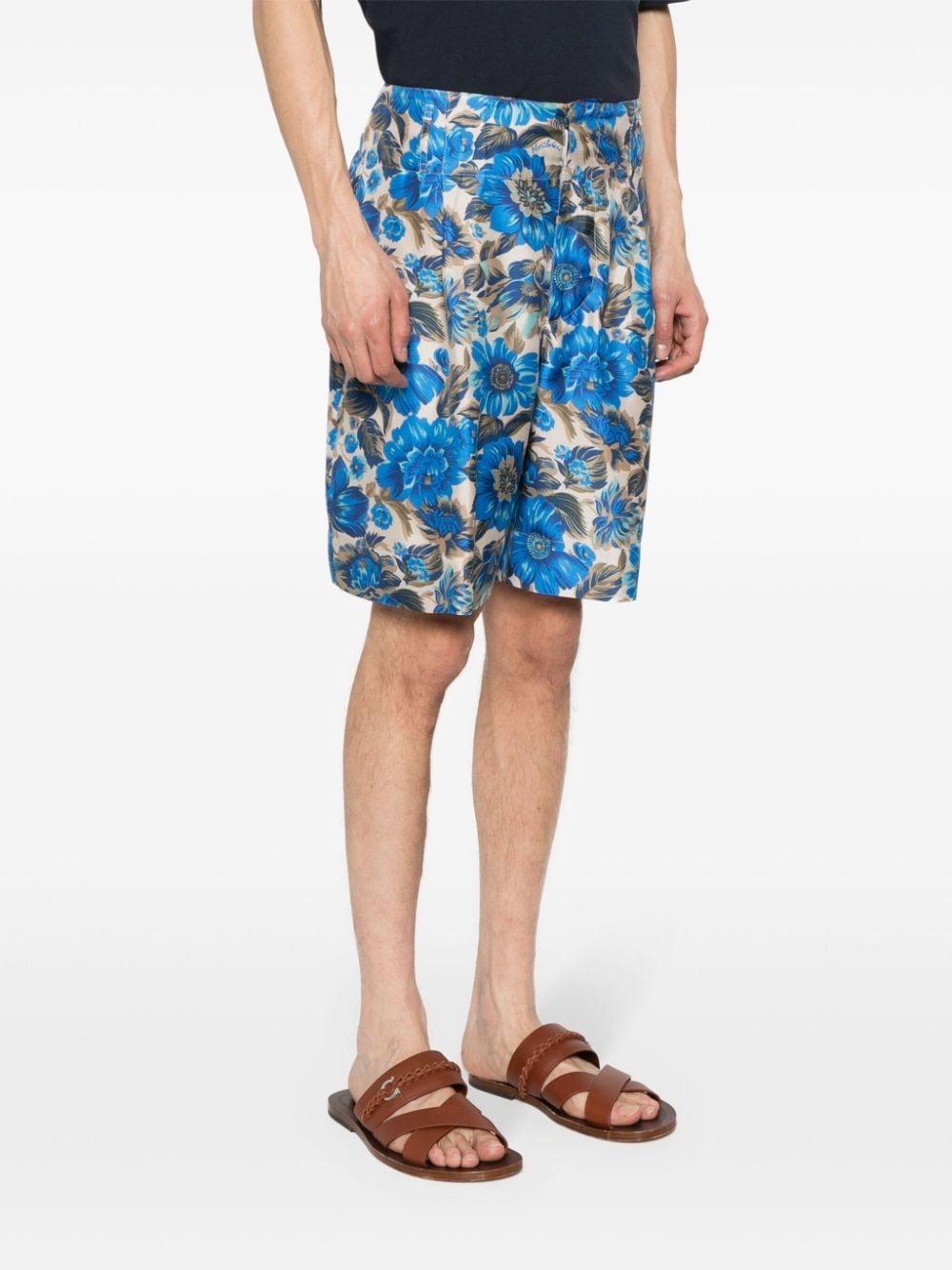 floral-print silk shorts - 3