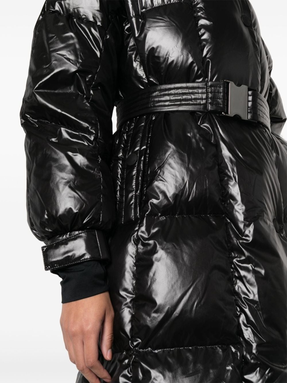 Combovin faux-fur collar belted coat - 5