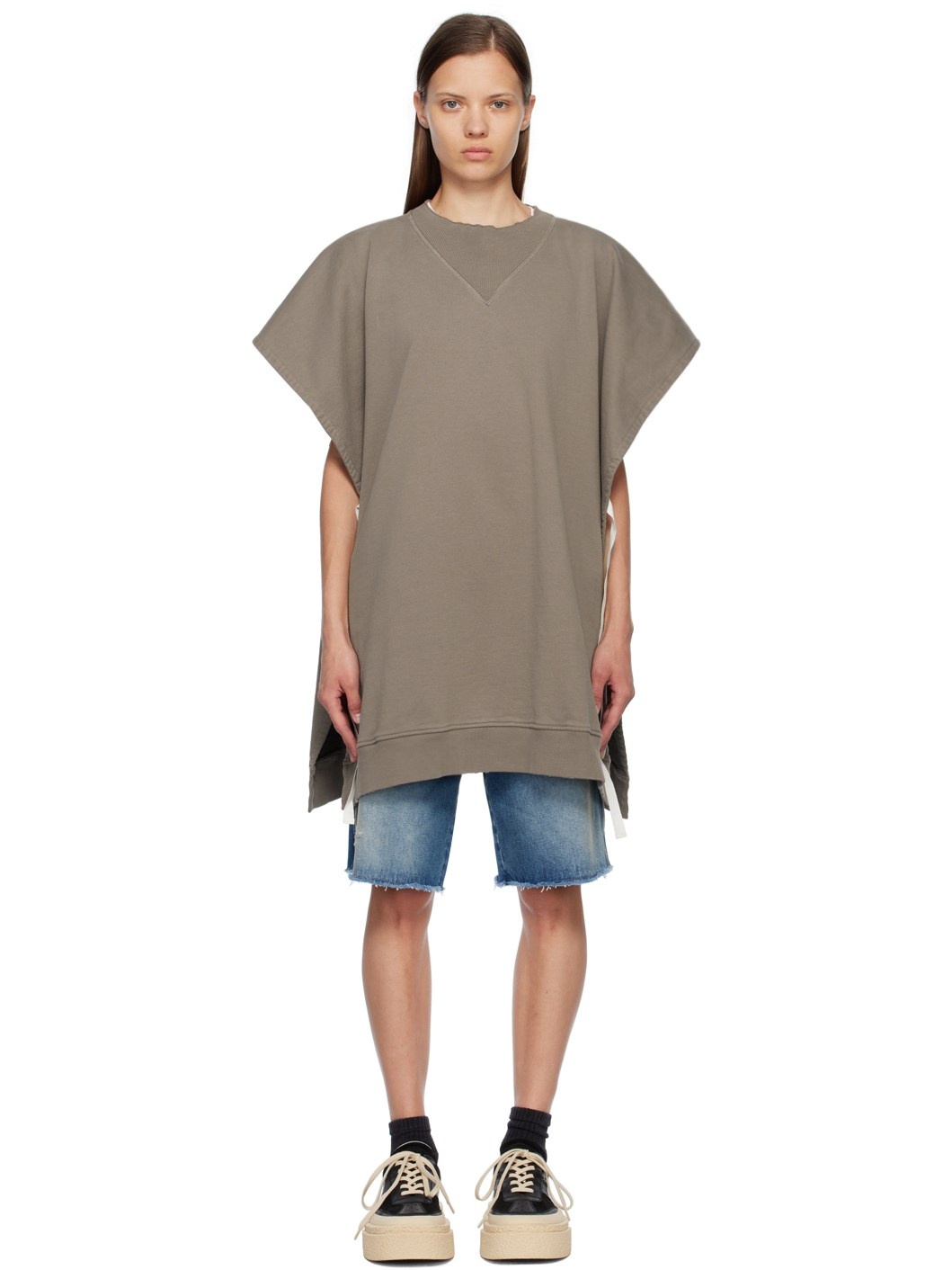 Taupe Draped Sweatshirt - 1