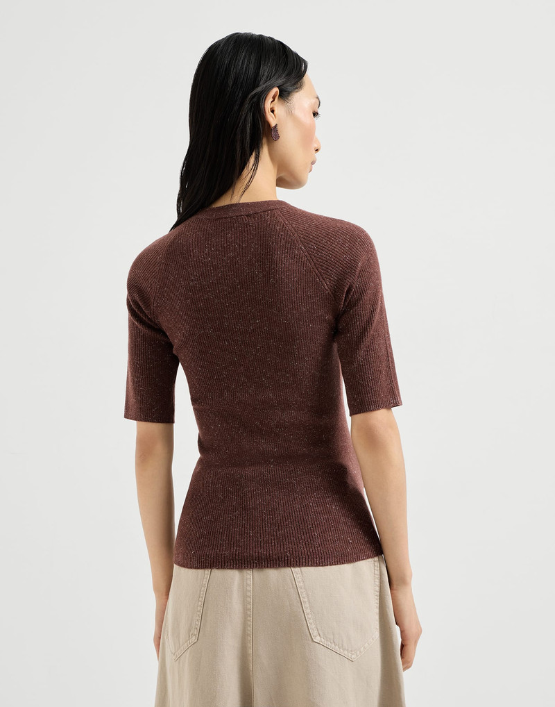 Sparkling cashmere lightweight rib sweater 3