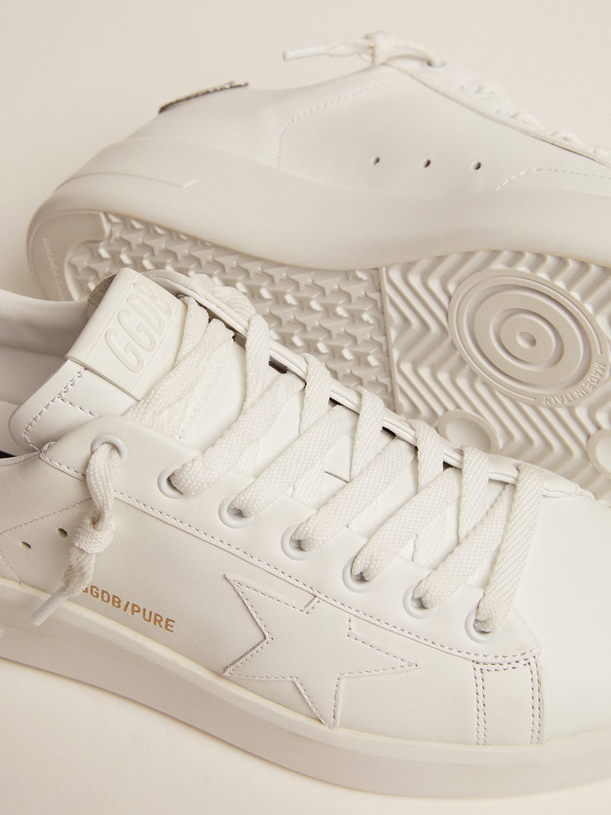 Purestar sneakers in white leather with silver crystal heel tab - 4