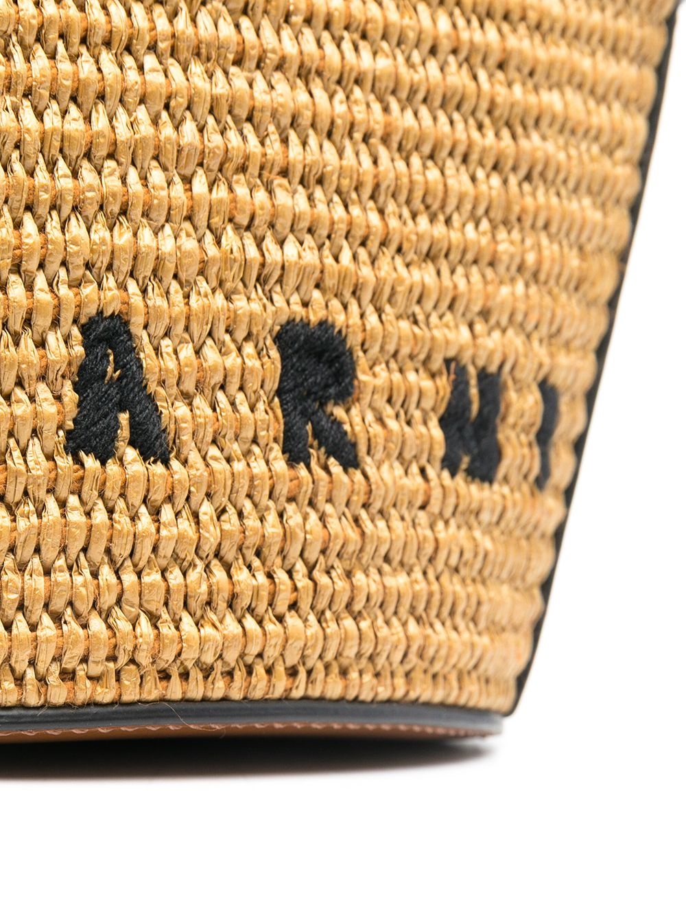 mini logo-embroidered raffia tote - 4