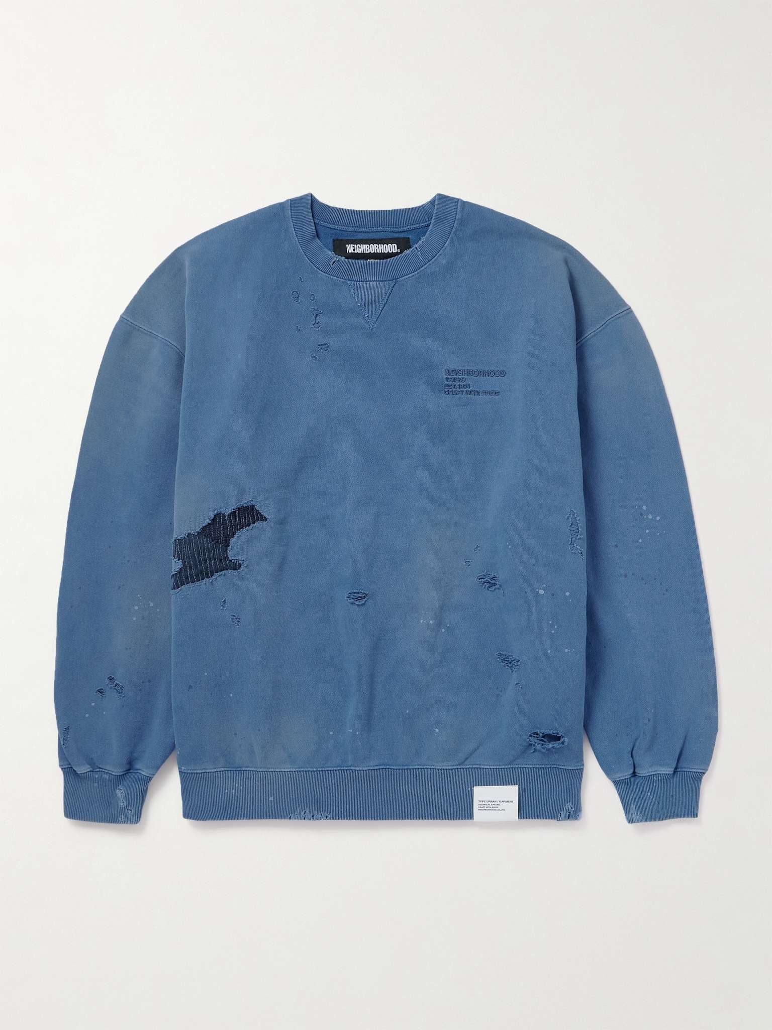 Savage Logo-Embroidered Appliquéd Distressed Cotton-Jersey Sweatshirt - 1