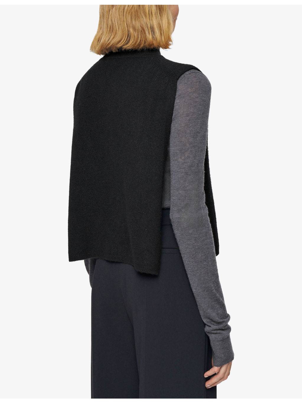 Funnel-Neck Sleeveless Cashmere Blend Bib - 4