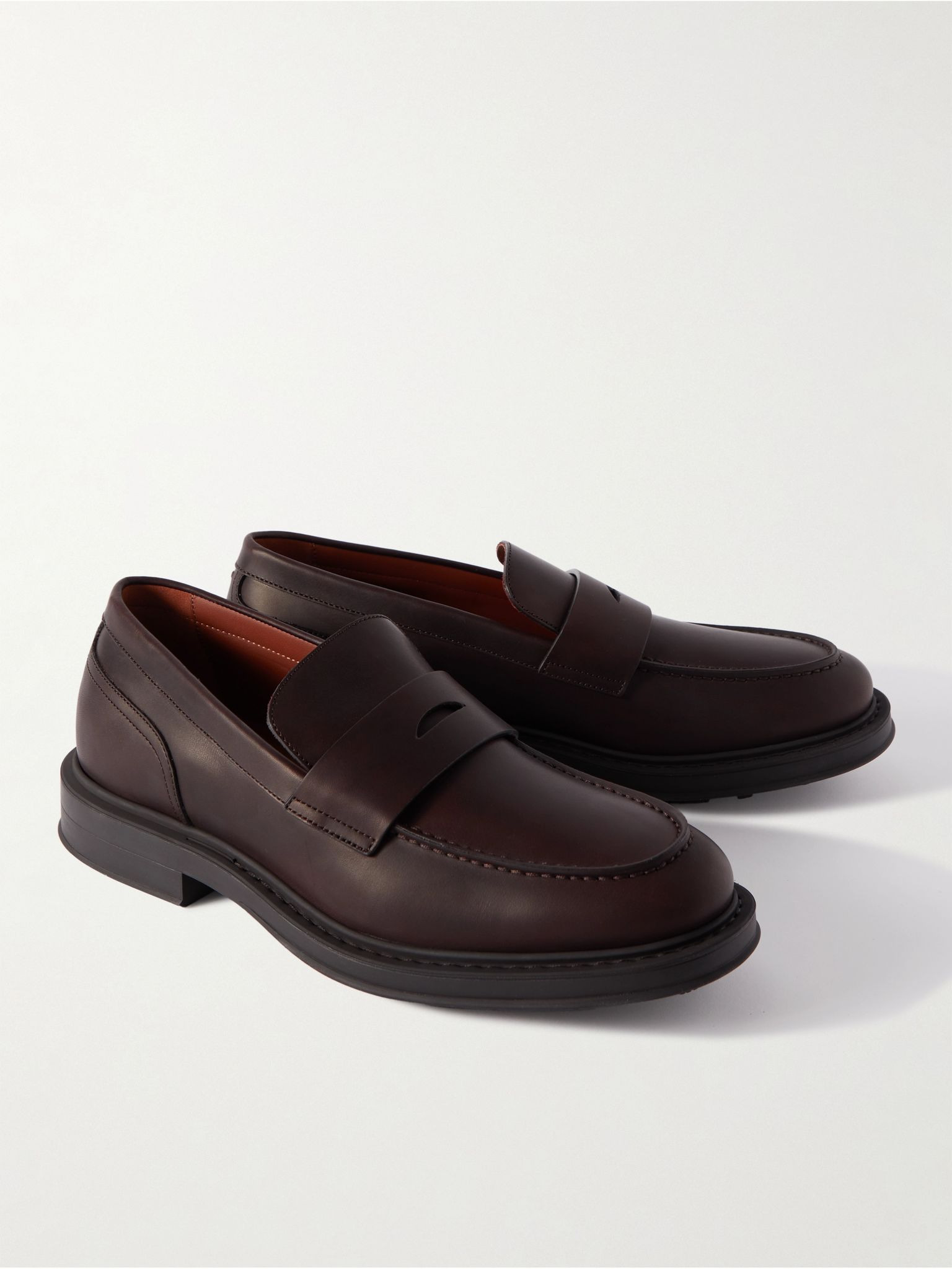 Travis Leather Penny Loafers Dark brown - 4