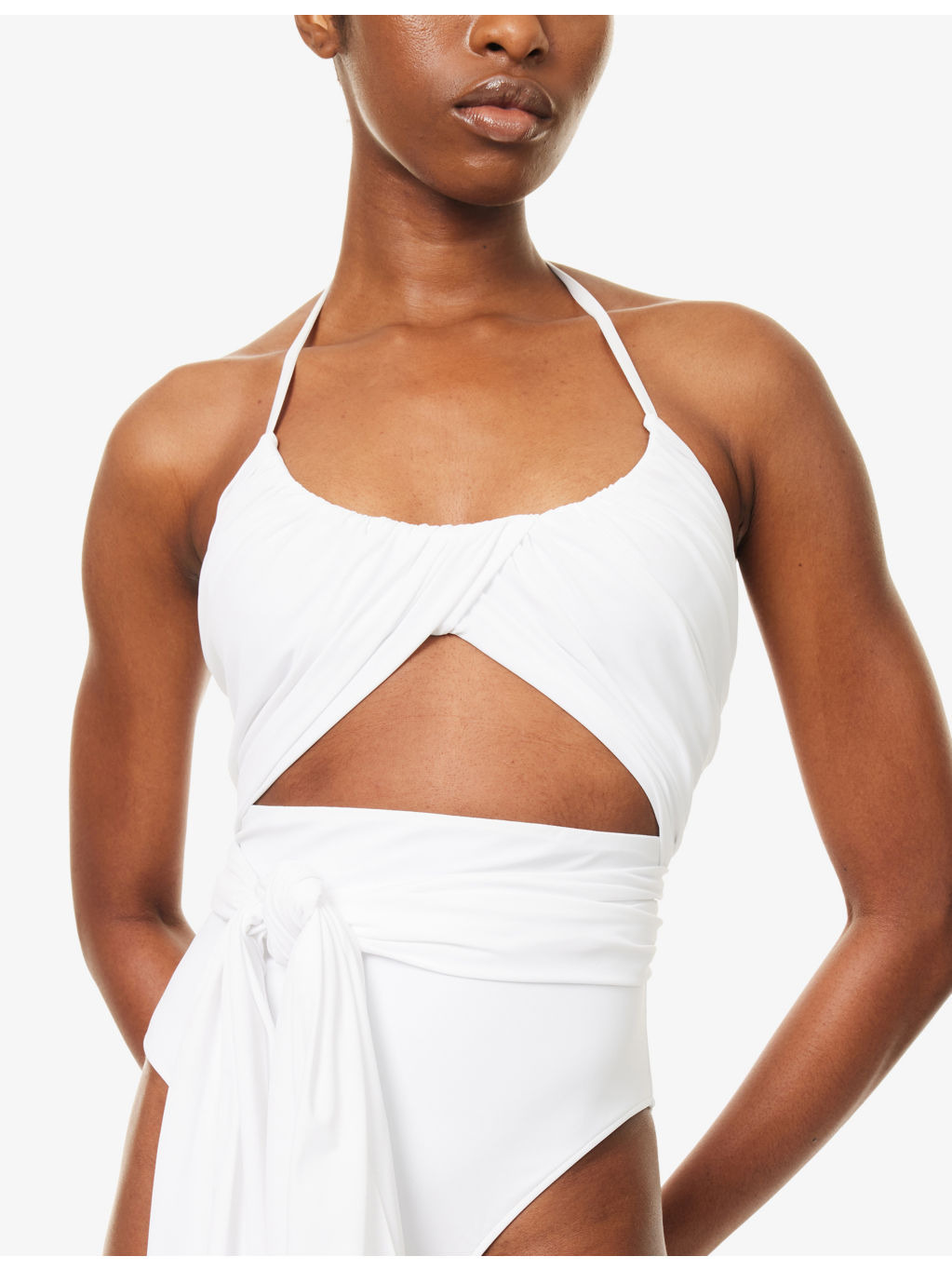 Halter-Neck Draped Swimsuit - 5
