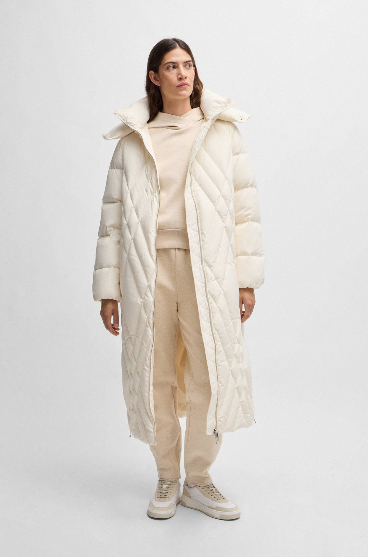 QUILTED DOWN COAT WITH ADJUSTABLE HOOD - 3