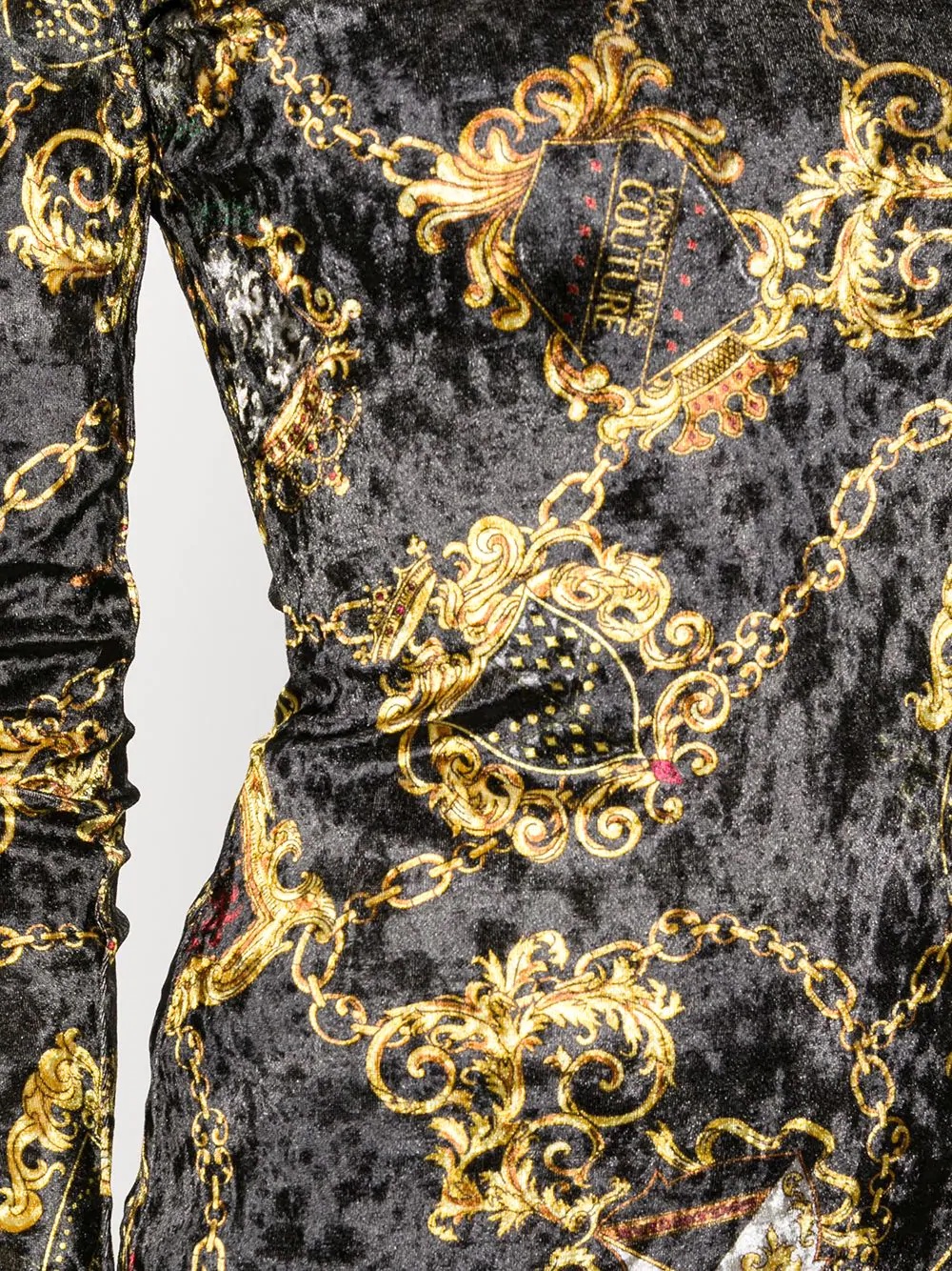 long-sleeved baroque print dress - 5