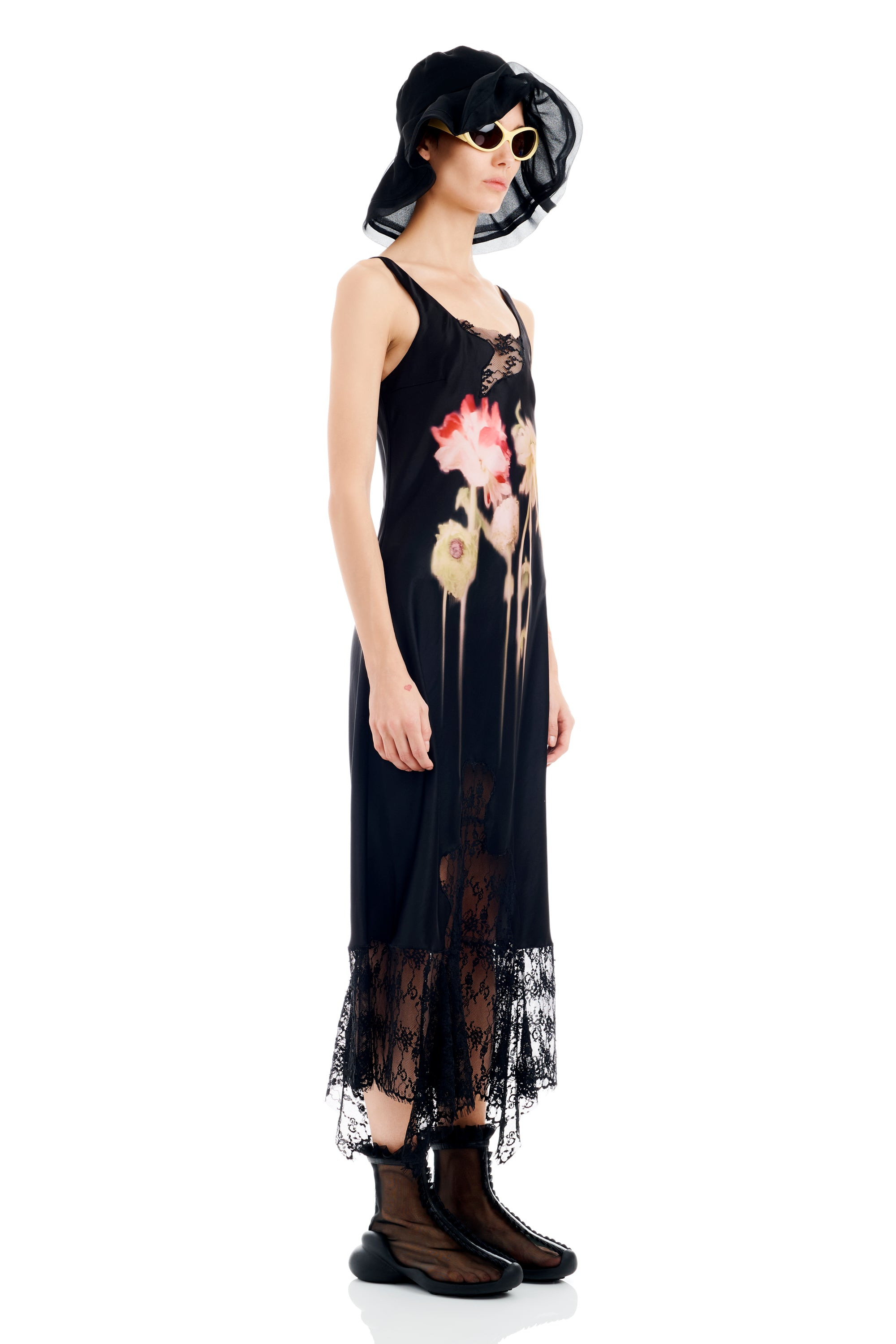 BLACK FLOWER DRIP ANEMONE DRESS - 4
