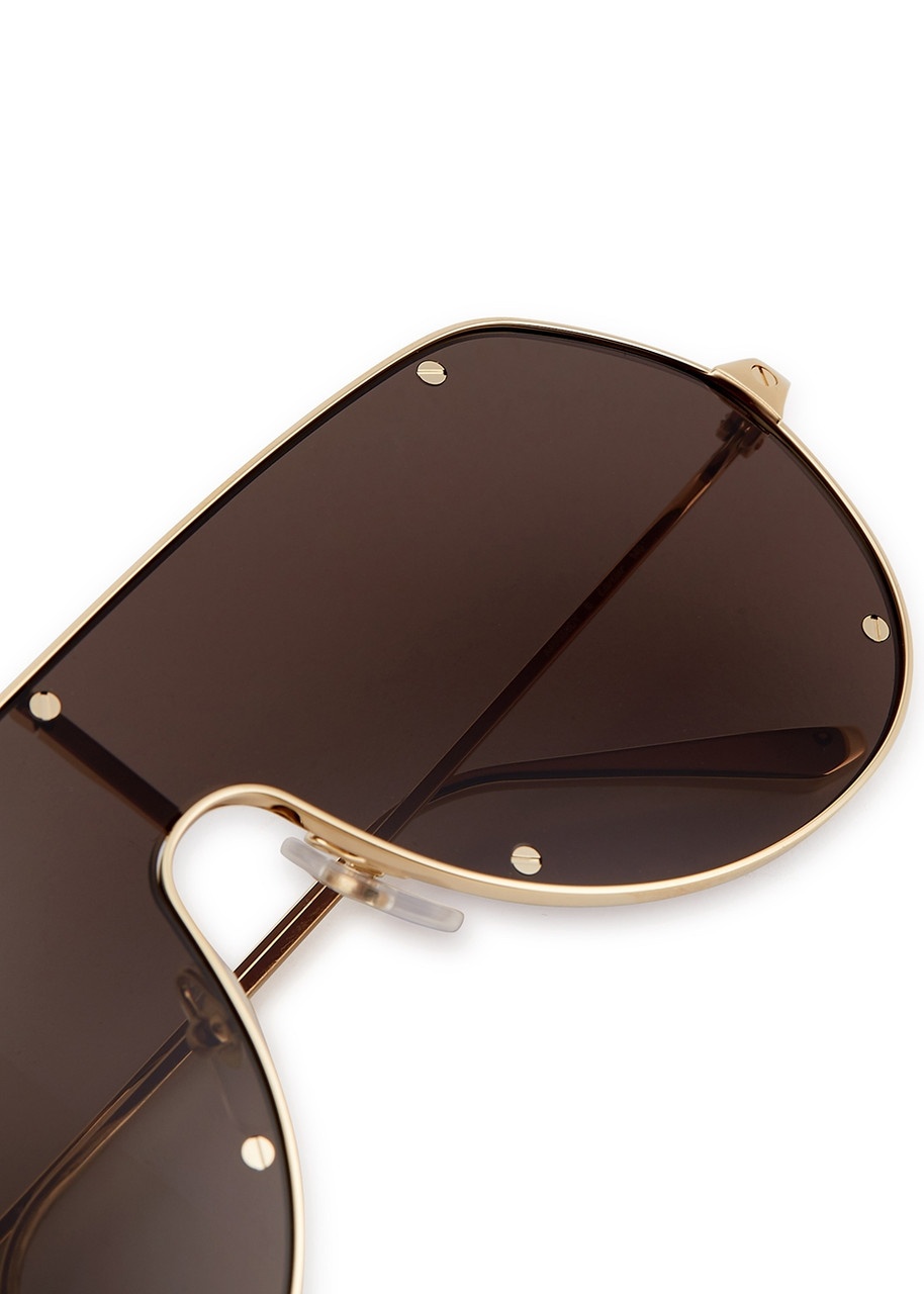 Cartier Santos De Cartier Mask Sunglasses, Sunglasses, Gold-tone - 3
