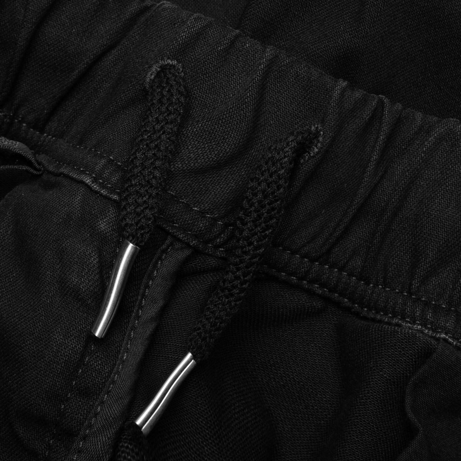 ELASTICATED WAIT ZIP OFF DENIM PANTS - BLACK - 3