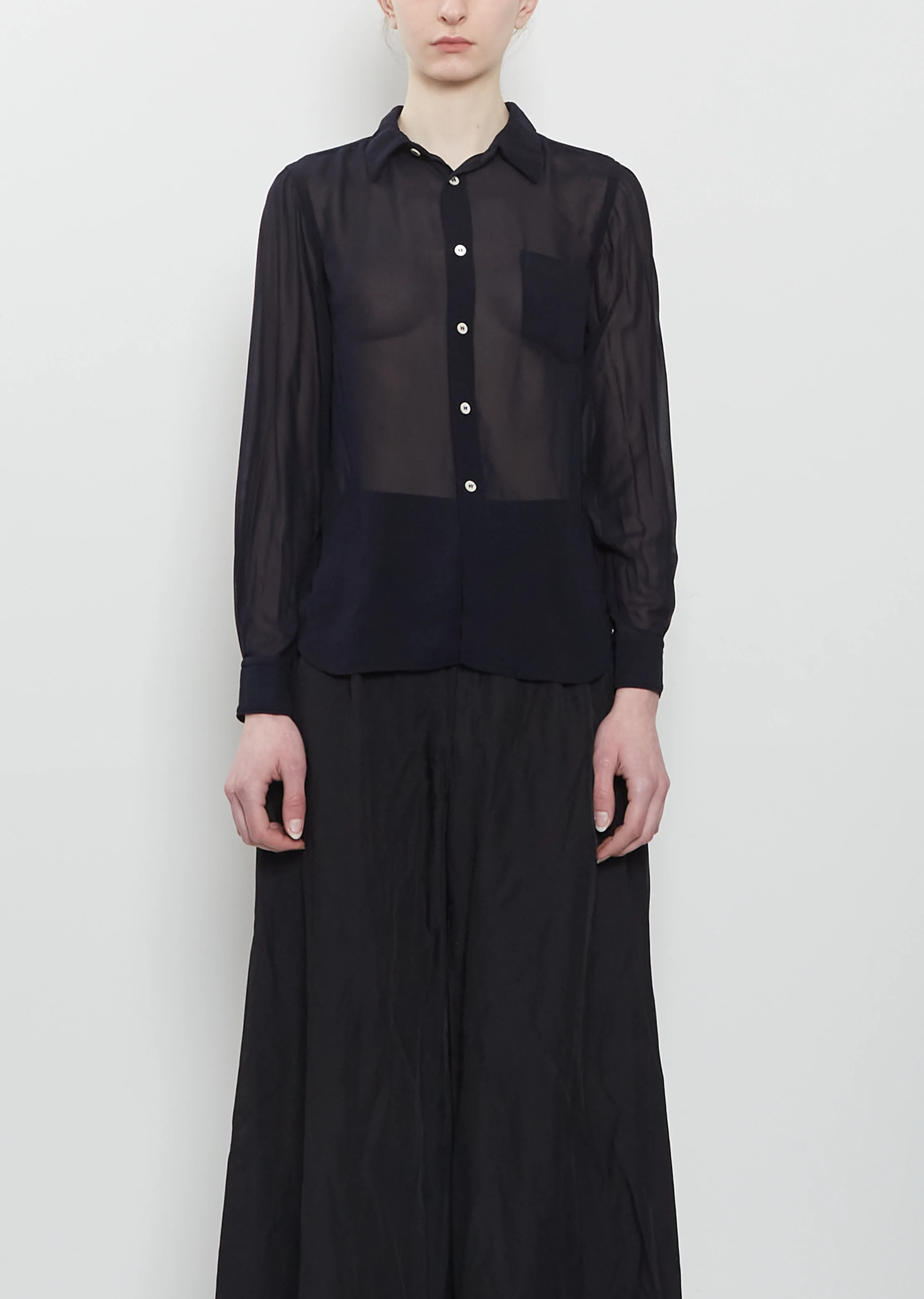 Button Up Sheer Shirt - 1