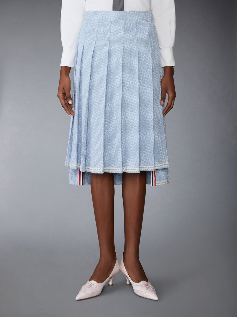 Thom Browne SOLID TWEED KNEE LENGTH PLEATED SKIRT outlook