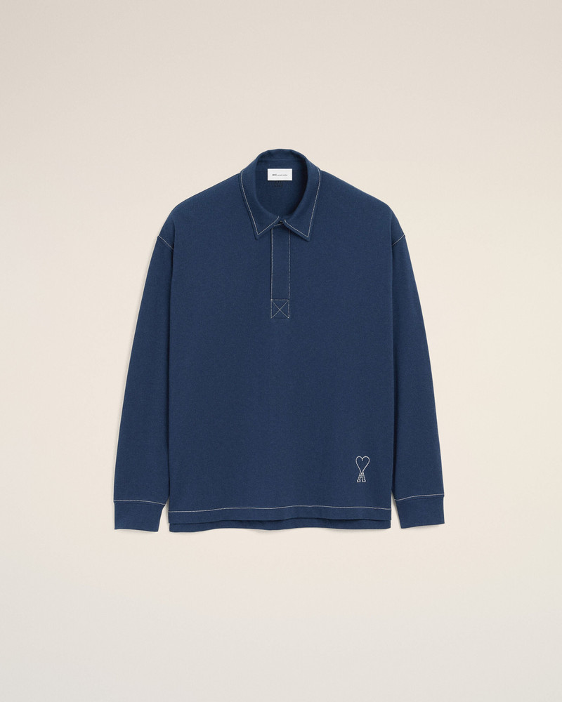 BLUE COTTON LONG SLEEVES AMI DE COEUR POLO 1