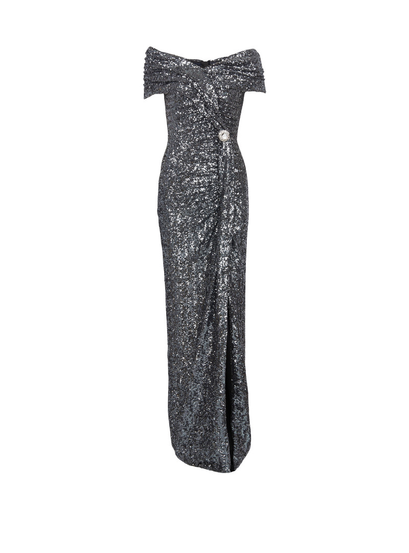 Long draped sequin dress 1