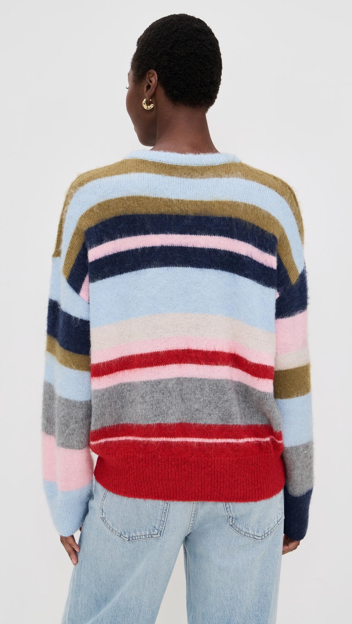 Oversized Stripe Knit Pullover - 2