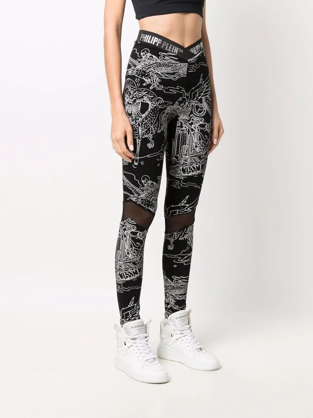 high-waist tattoo-print leggings - 3