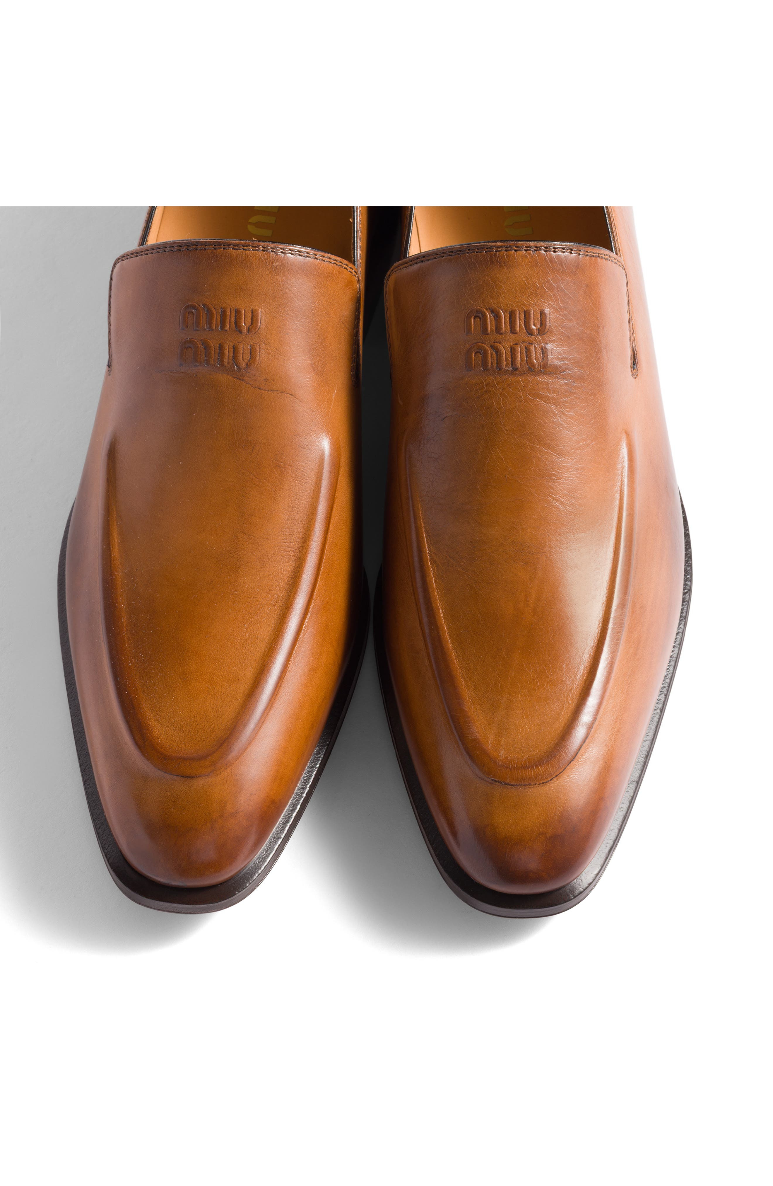Miu Miu Runway Waxed Loafer in Cognac at Nordstrom - 3