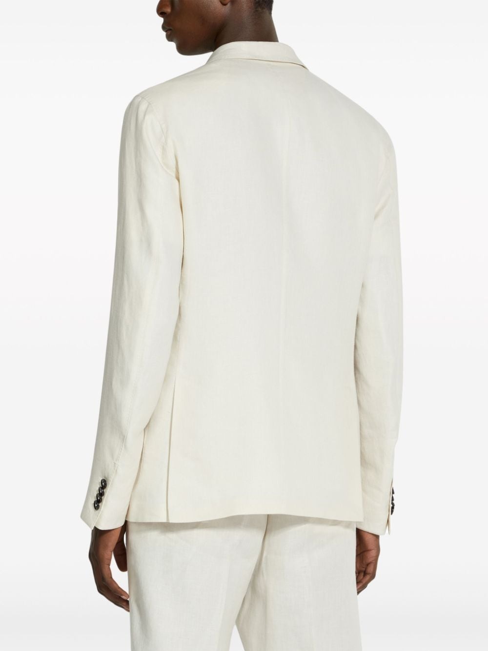 single-breasted linen blazer - 3