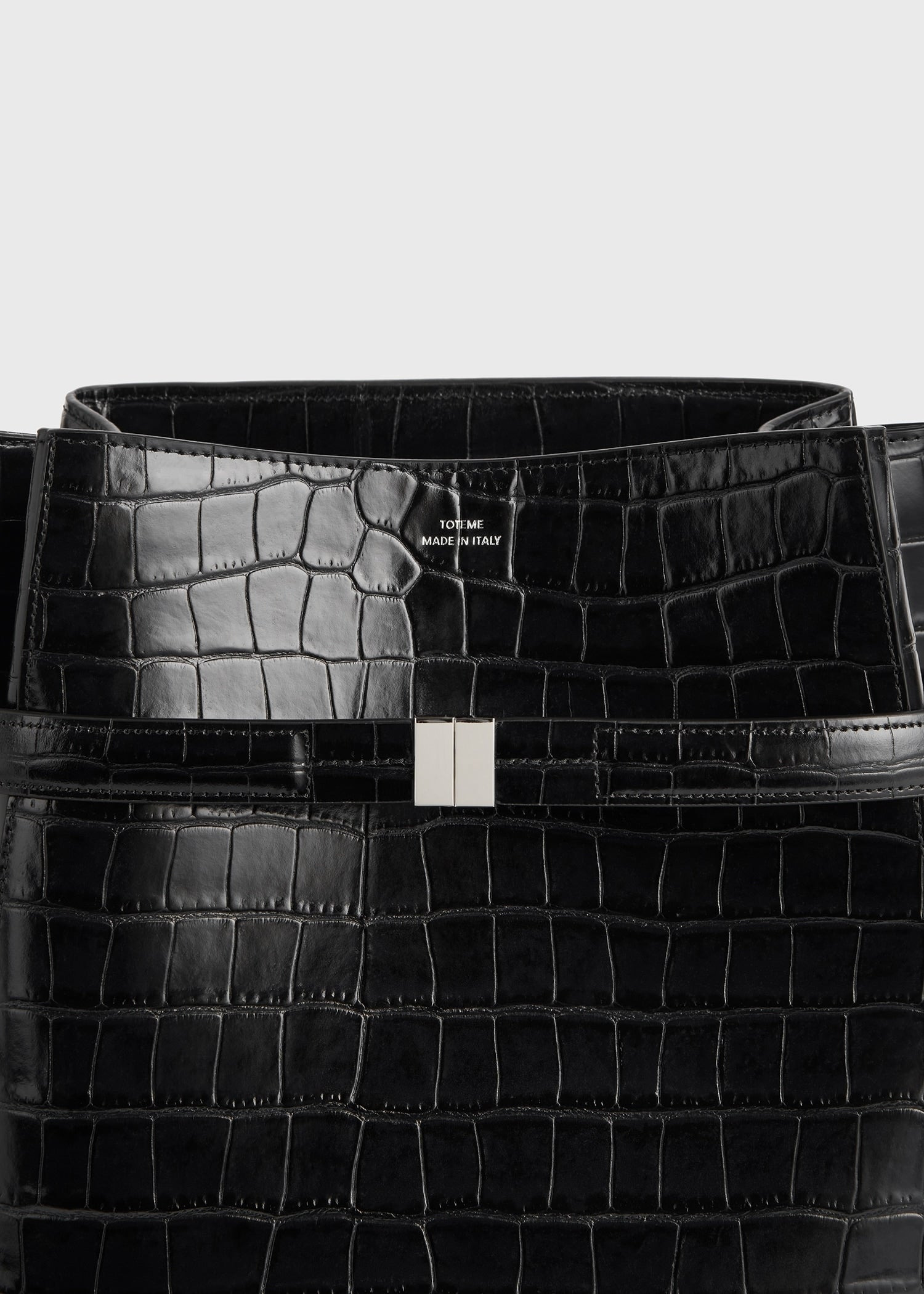 Belted croco-embossed bucket bag black - 5