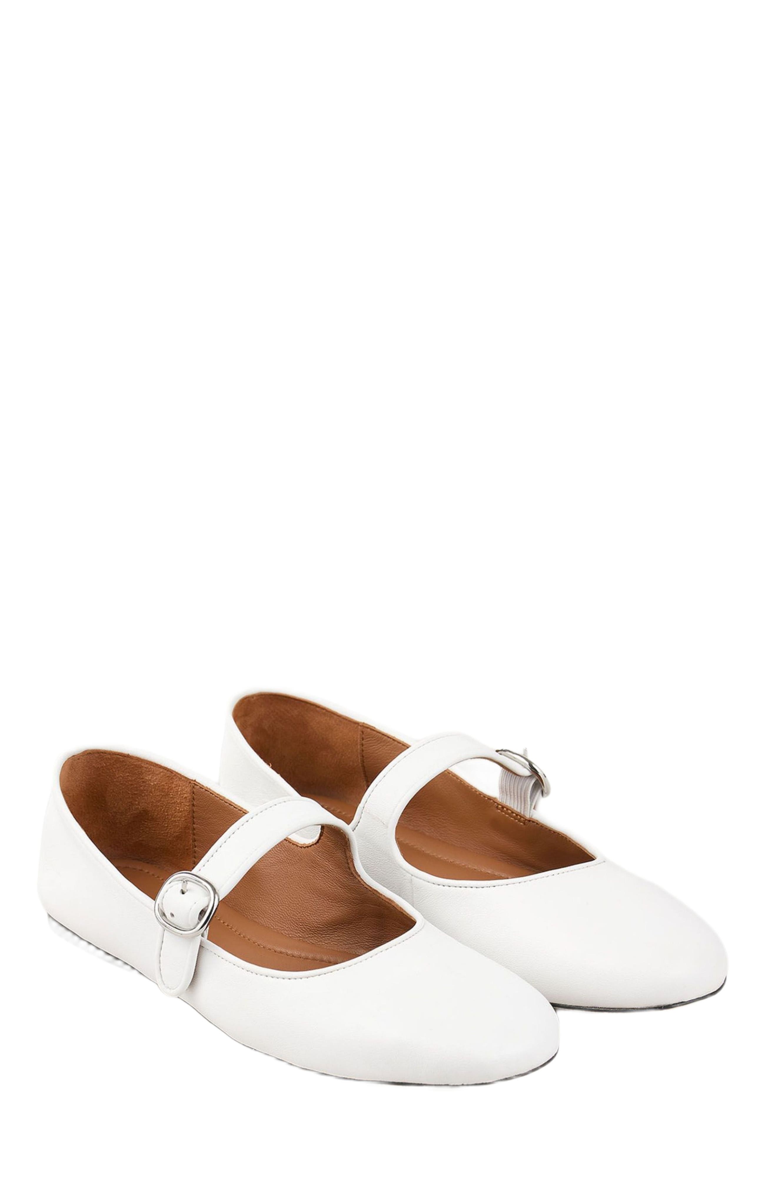SANDRO Shiny leather ballet flats in White at Nordstrom - 2