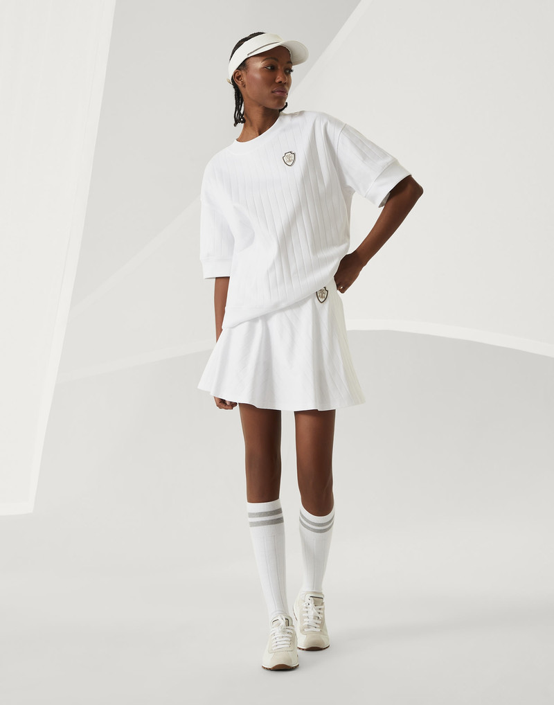 Cotton wide ribbed interlock mini skirt with logo 4