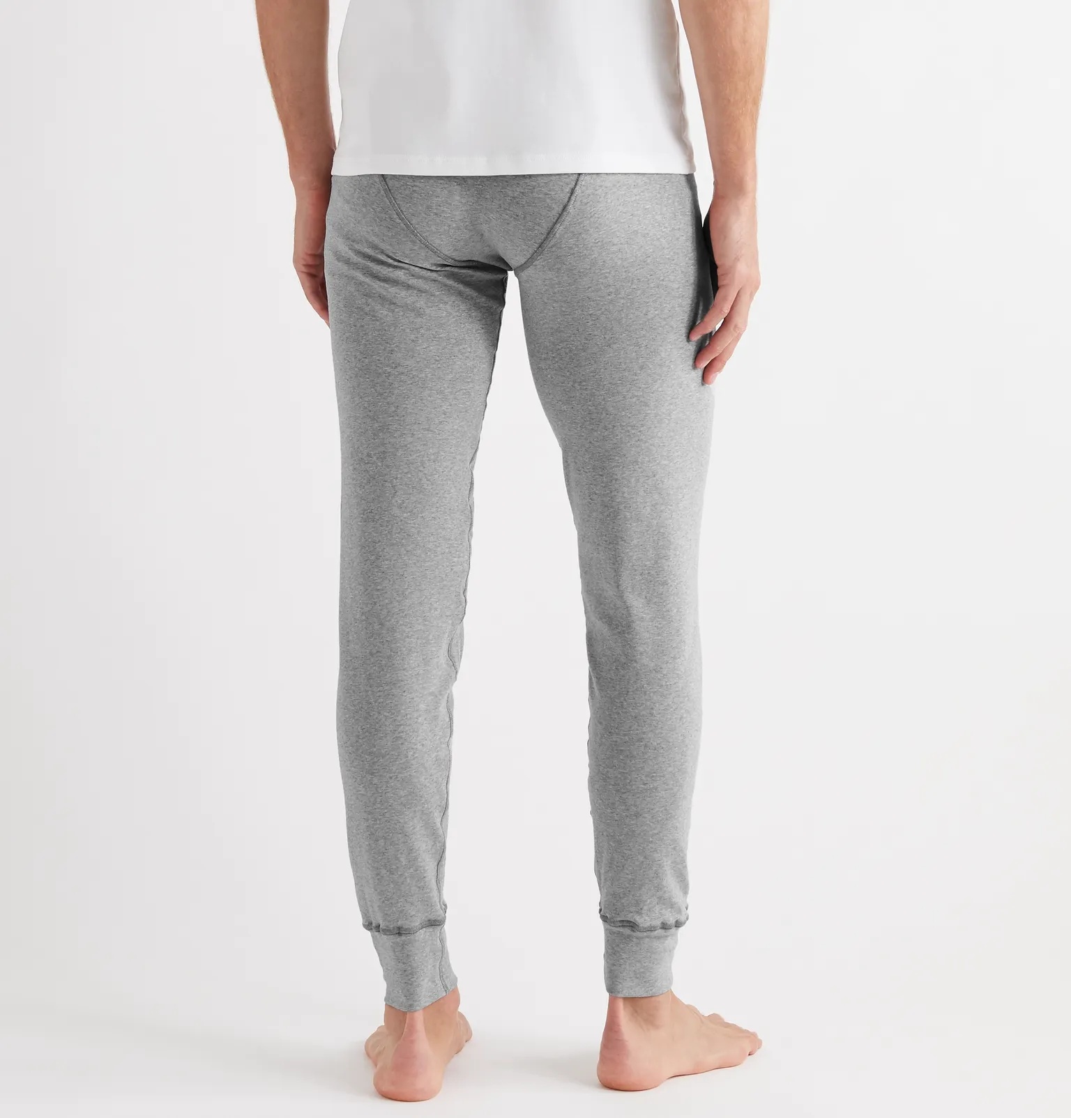 Slim-Fit Mélange Stretch-Cotton Jersey Long Johns - 3