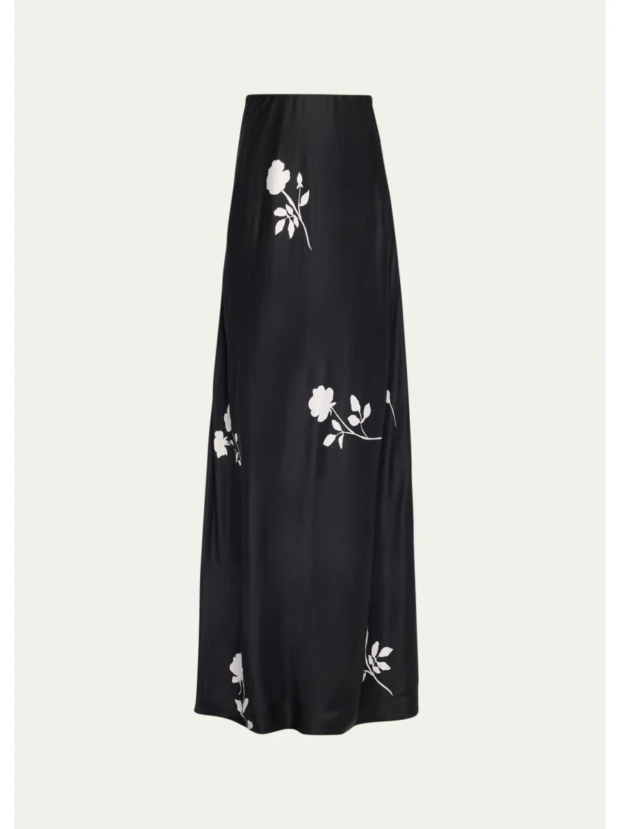 Bias-Cut Floral Maxi Skirt - 1