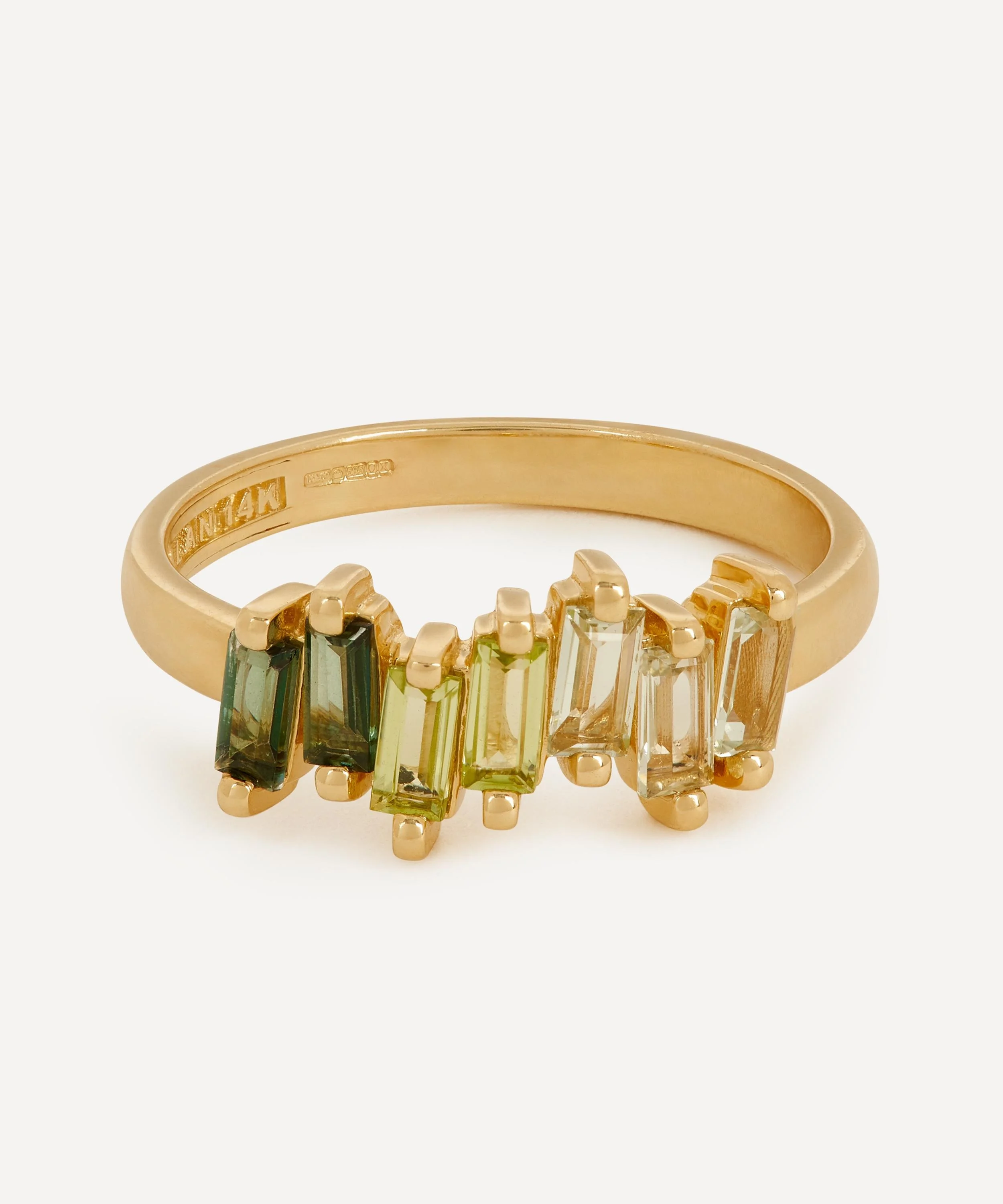 14ct Gold Firework Green Mix Half Band Ring - 1