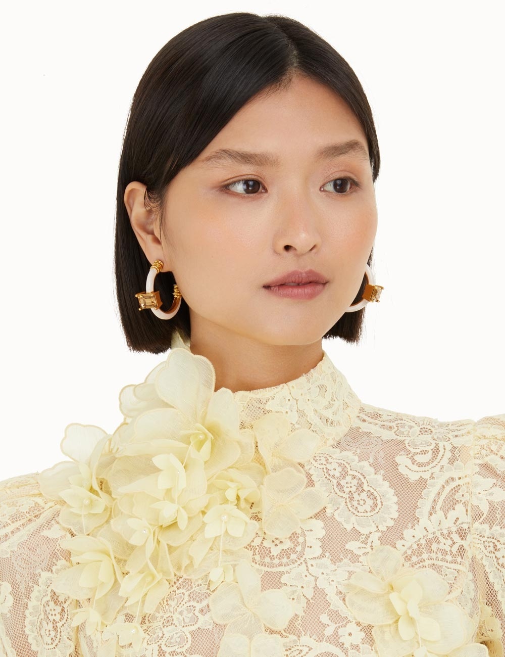 ENAMEL CRYSTAL HOOP EARRINGS - 4