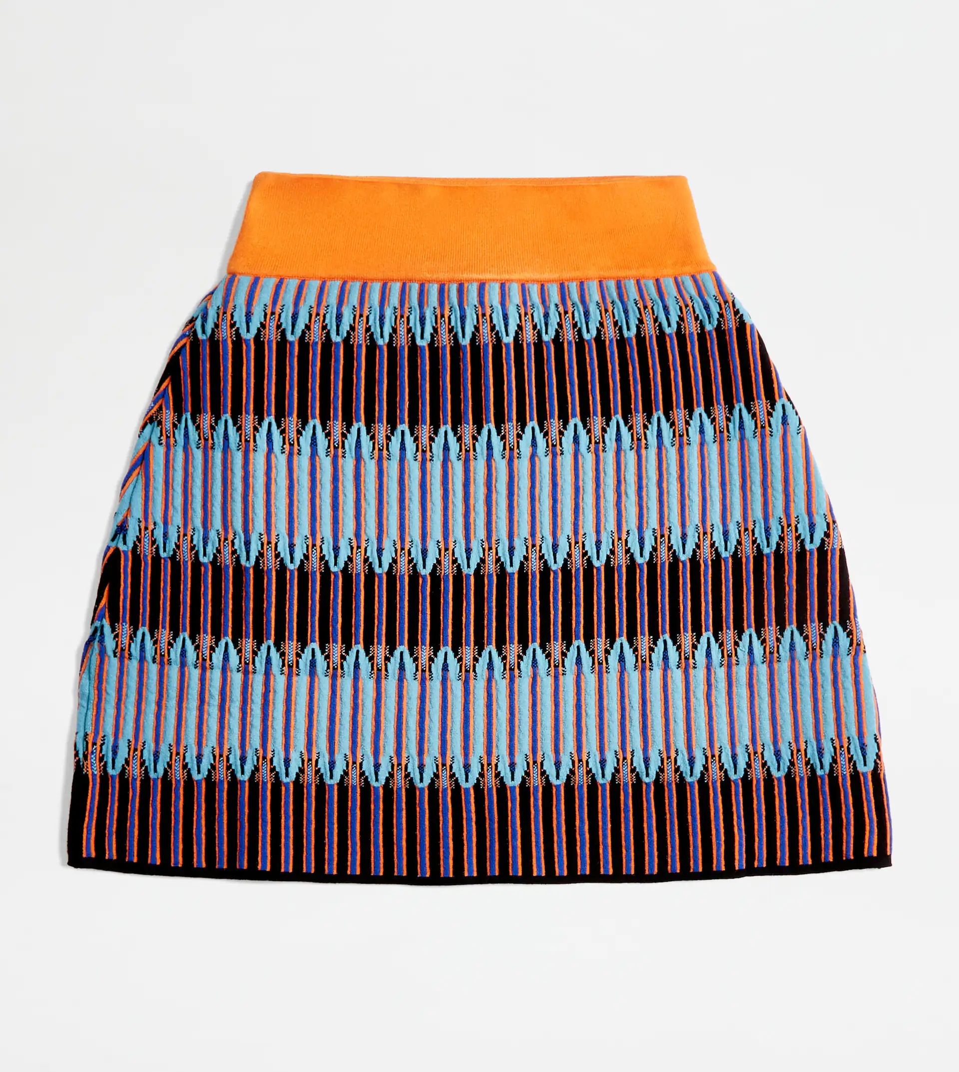 JACQUARD MINISKIRT - LIGHT BLUE, ORANGE - 1