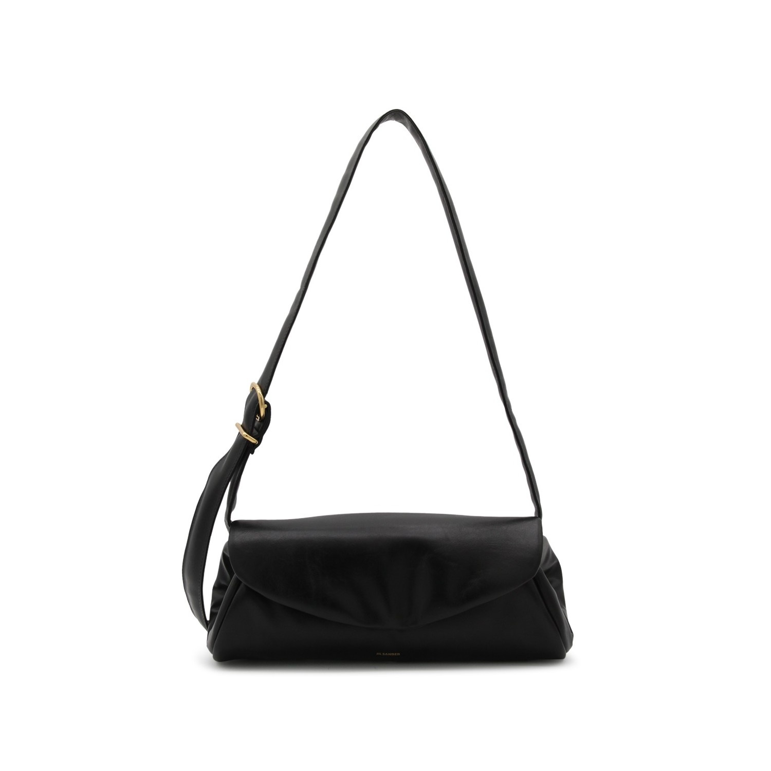 BLACK LEATHER CANNOLO SHOULDER BAG - 1