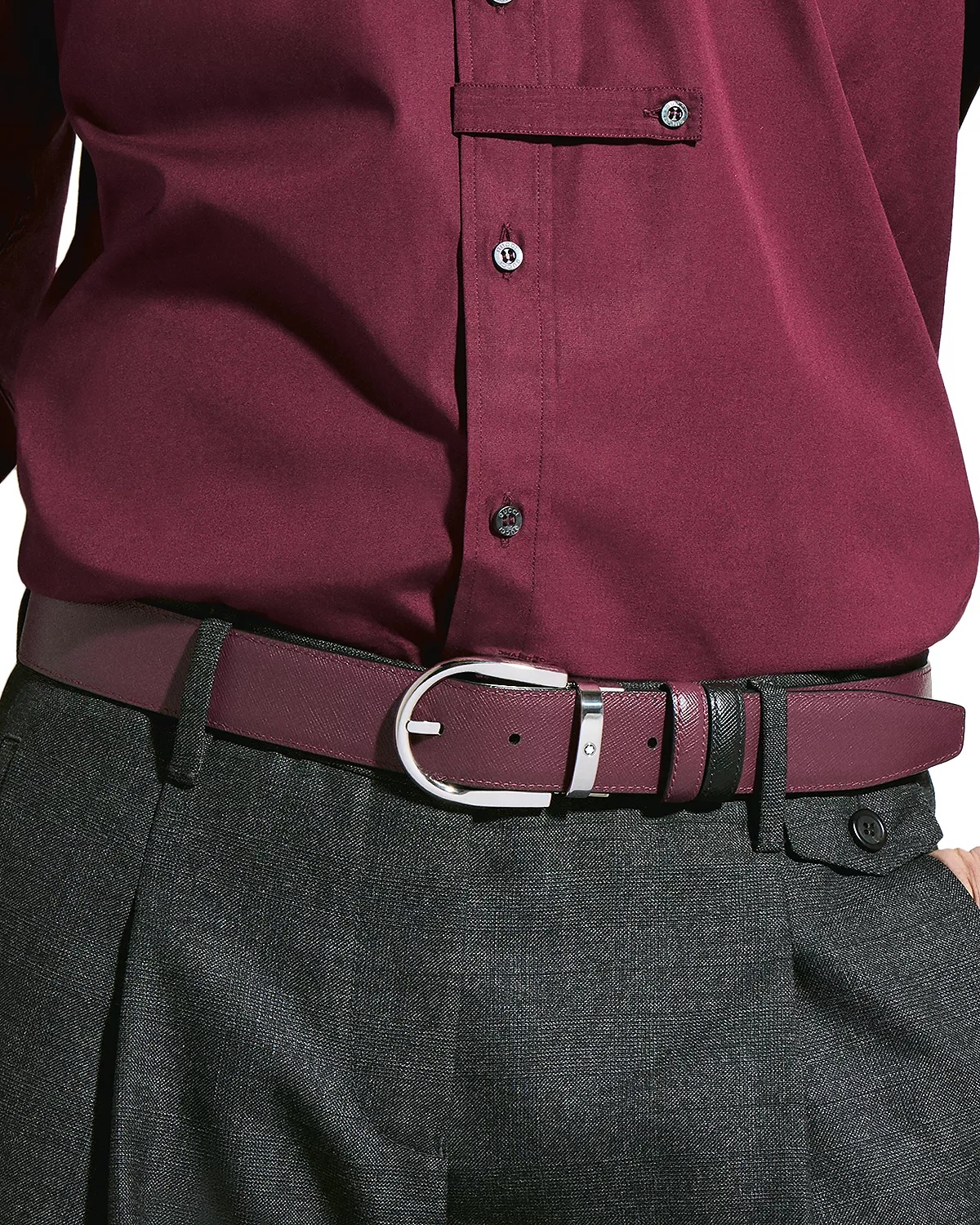Men's Reversible Leather Belt - 3