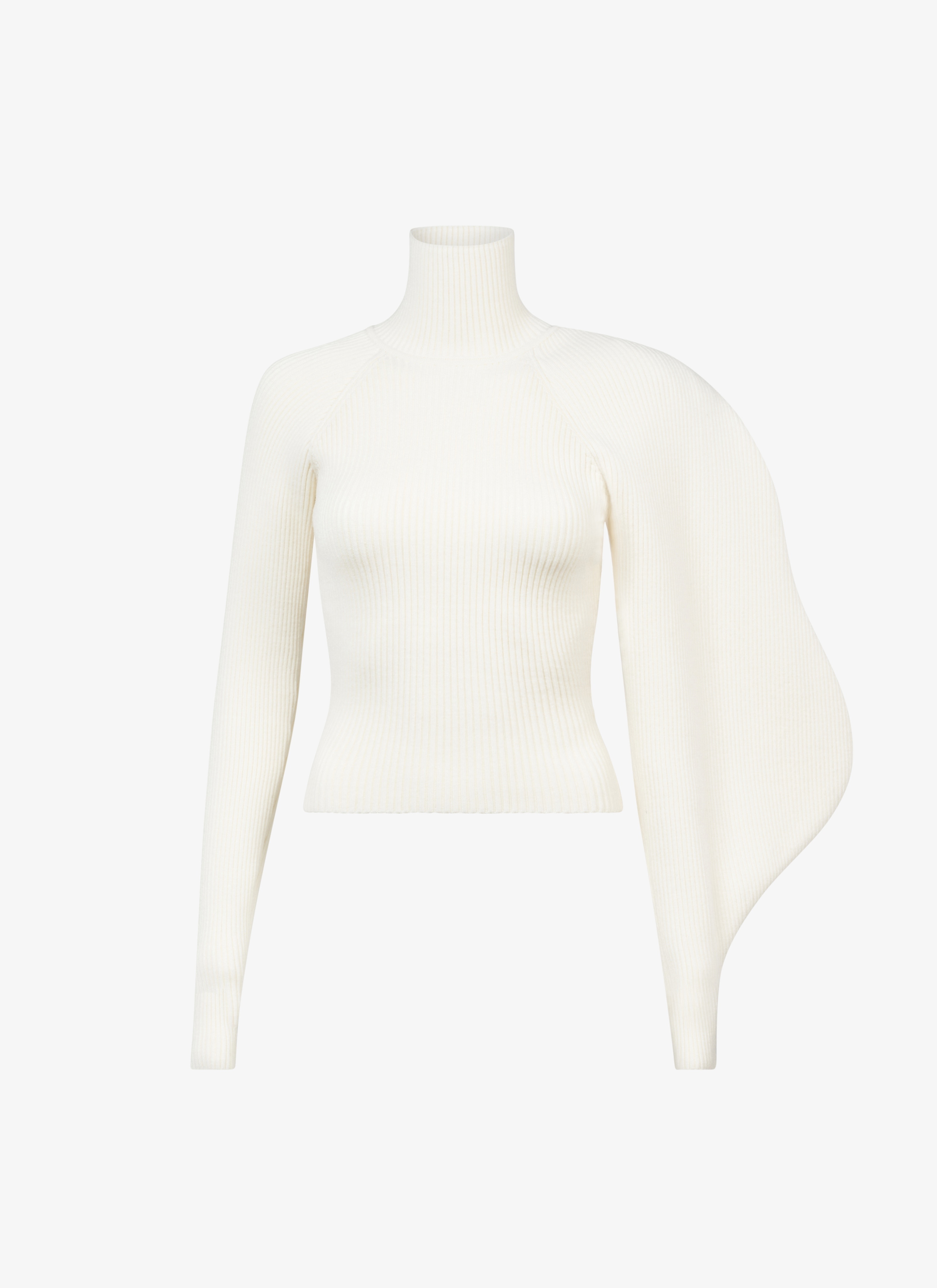 ASYMETRIC SCULPTURAL RIB KNIT SWEATER - 1