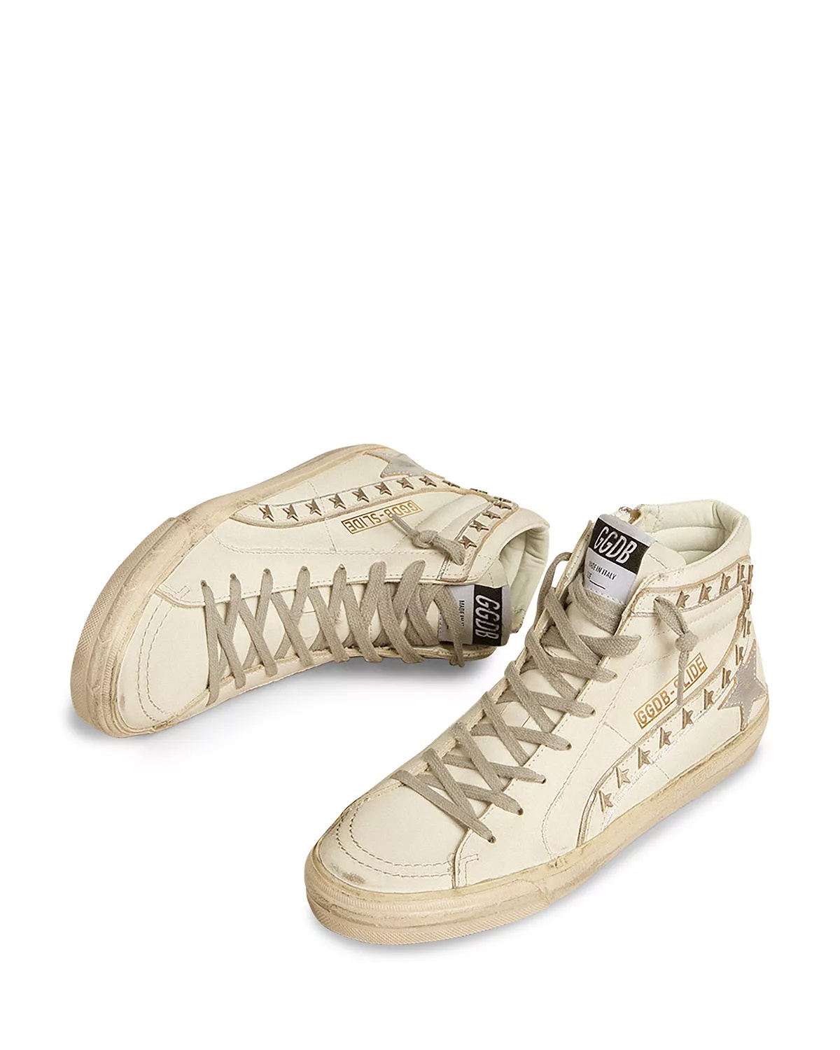 Women's Slide Studded Leather High Top Sneakers - 2