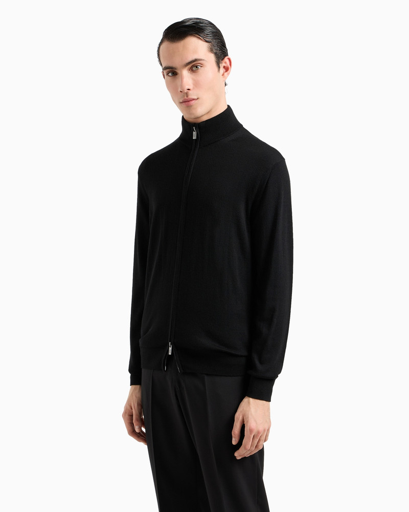 EMPORIO ARMANI Virgin-wool full-zip cardigan outlook