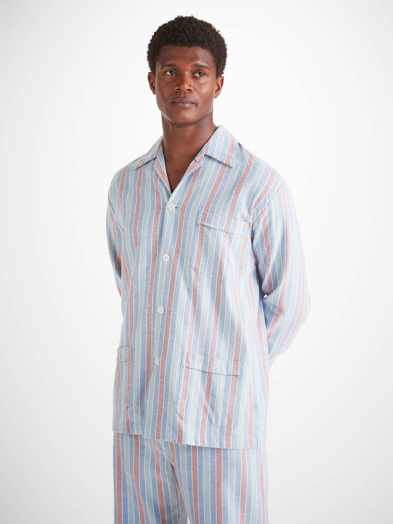 Men's Classic Fit Pajamas Kelburn 46 Brushed Cotton Blue - 4