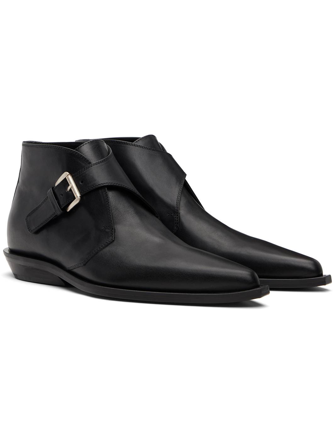 Black Yan Pointy Micro Heel Ankle Boots - 4
