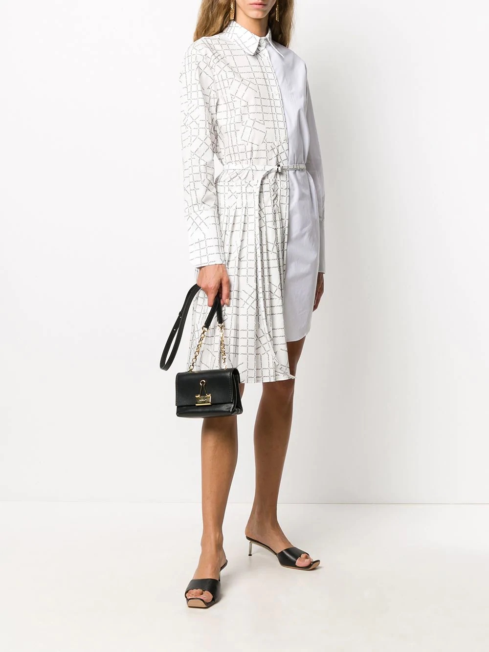 panelled logo-grid shirt dress - 2