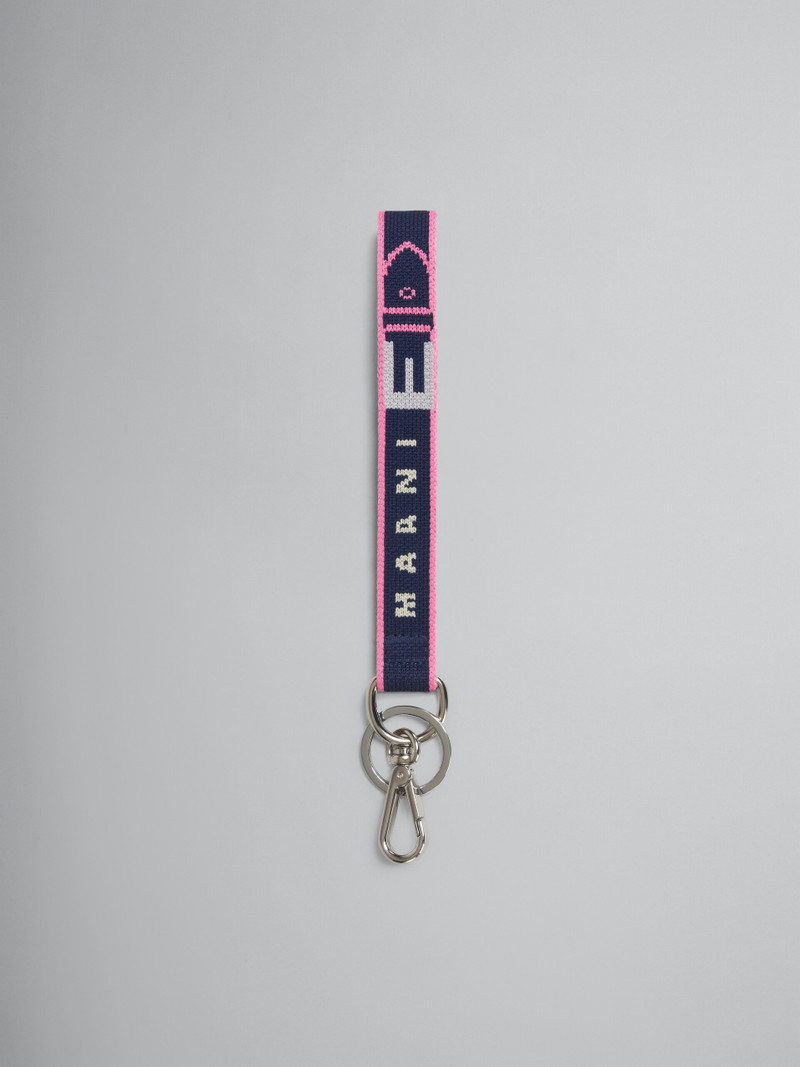 BLUE JACQUARD KEYRING 1