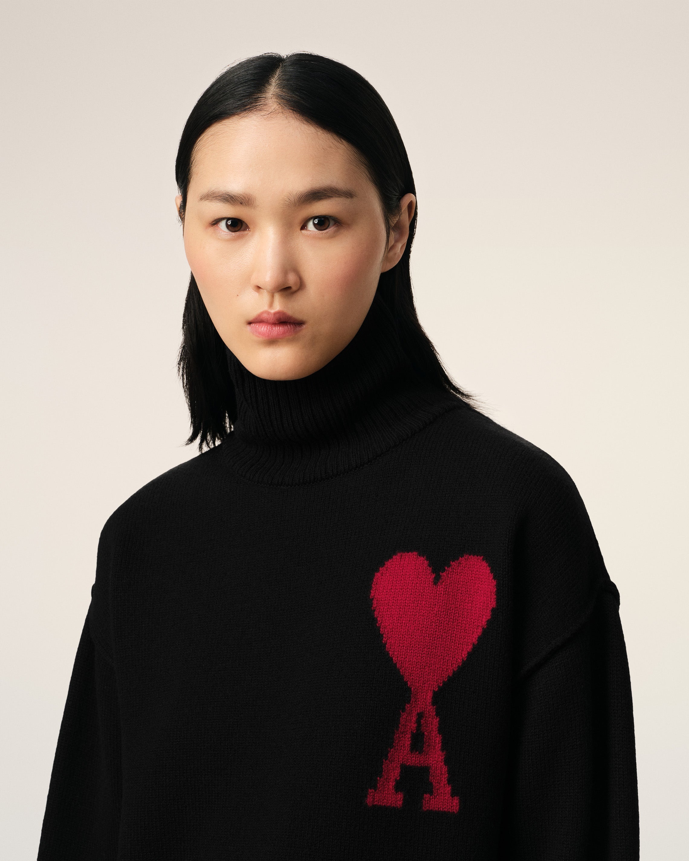 BLACK WOOL AMI DE COEUR SWEATER - 4