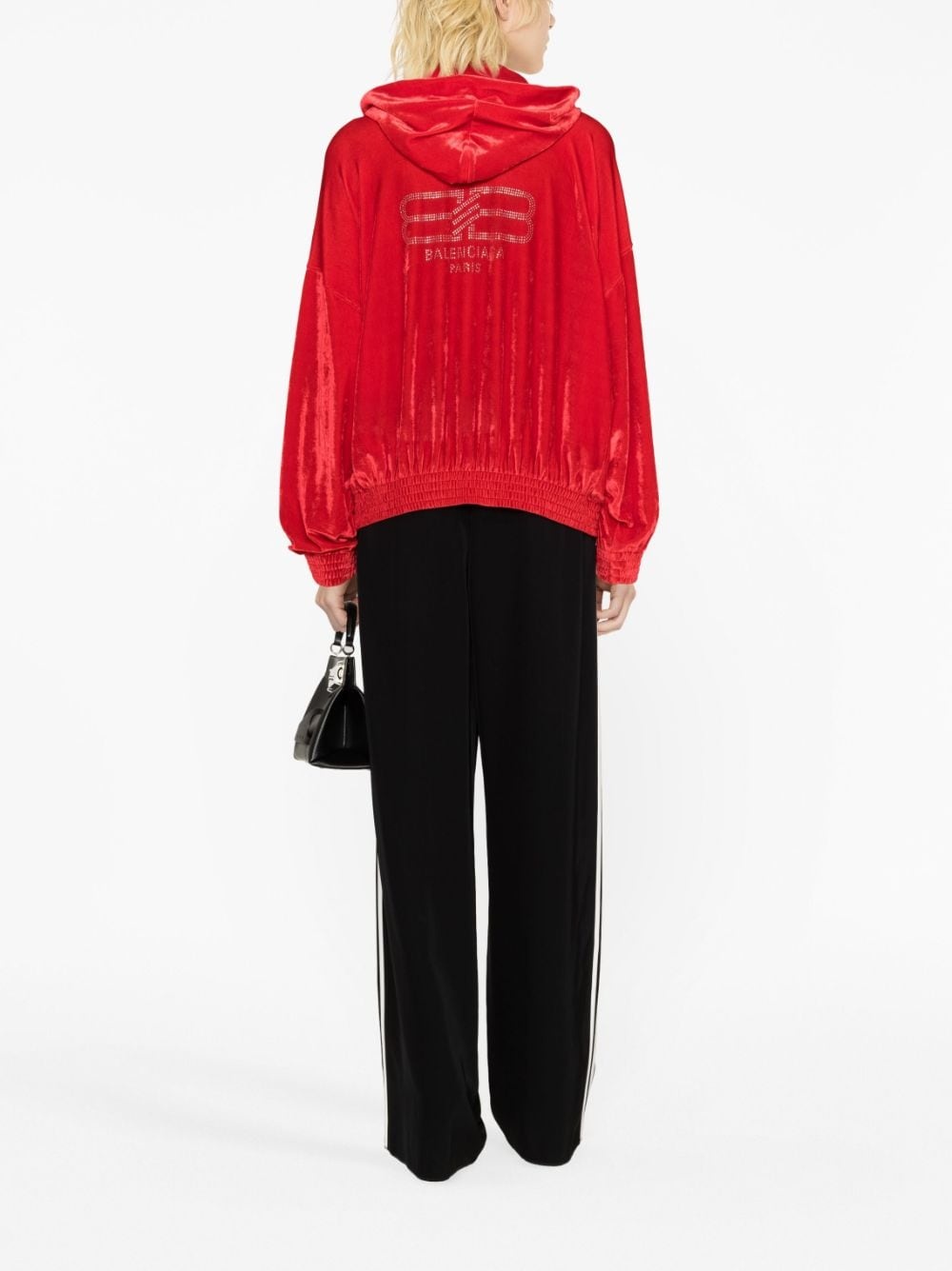 crystal-embellished velvet hoodie - 3