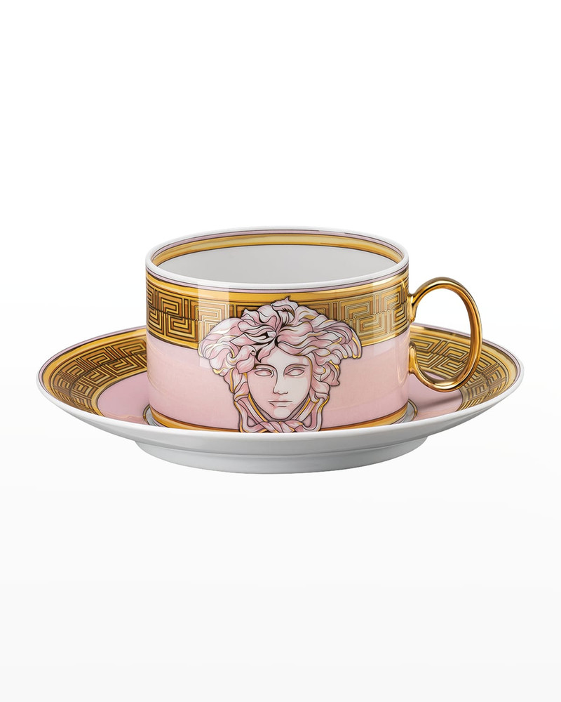 Medusa Amplified Pink Coin Tea Cup and Saucer 1