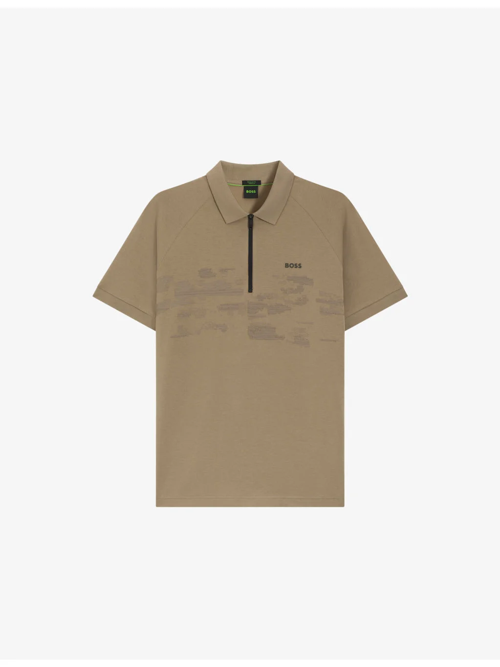 Branded Zip-Up Cotton-Blend Polo Shirt - 1