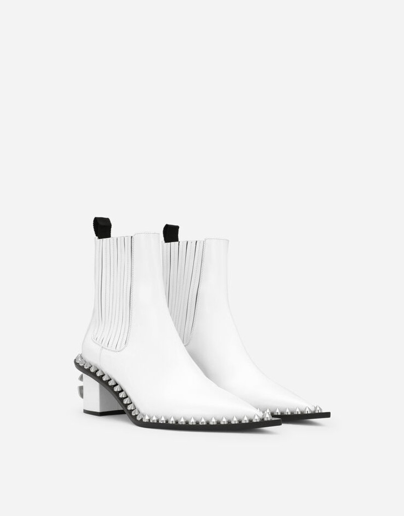 광택 calfskin ankle 부츠 와 studs 2