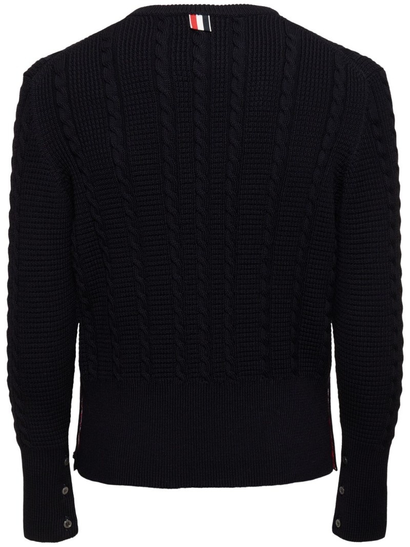 Cable knit relaxed crewneck sweater - 3