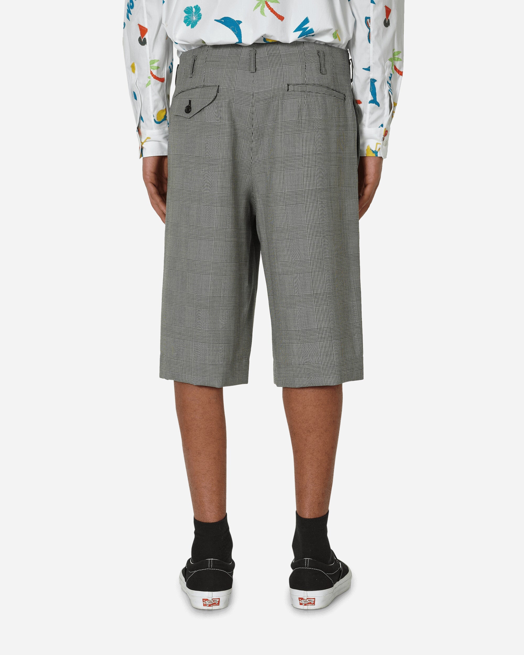 Checked Wool Shorts Black / Natural - 3