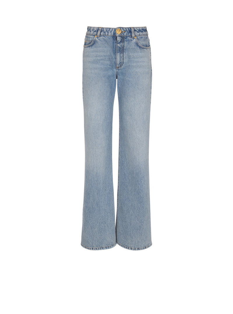 Straight-leg faded denim jeans 1