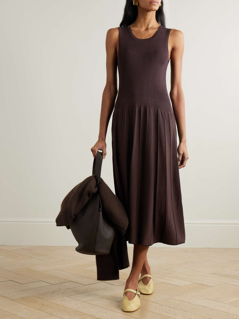 JOSEPH Ribbed-knit midi dress Brown outlook